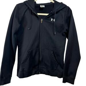 Under Armour women’s black athletic full zip pocket logo jacket hoodie size M